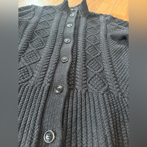 LL Bean Signature Fisherman Cardigan Cable Sweater Gray Women’s Sz L Reg 507594 - Picture 6 of 13